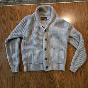 Men's Gray Shawl Collar Cardigan Sweater Vintage Sears